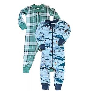 Hanna Andersson 2 Baby Boys Sleepers Winter Patterns Ski Snow Plaid Size 18-24M